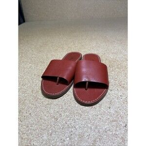 Madewell Boardwalk Red Leather Post Slide Sandals Women's size 5